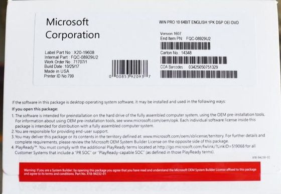 Oryginalny komputerowy klucz produktu Windows 10 Licencja na aktywację online
